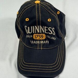 Guinness Baseball Cap OSFM Black Yellow Embroidered Dublin Ireland 1759 Hat